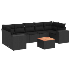 vidaXL 8 részes fekete polyrattan kerti ülőgarnitúra párnákkal (3225355) kerti bútor