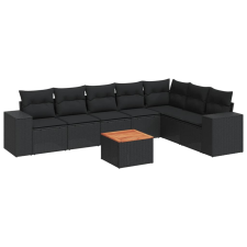 vidaXL 8 részes fekete polyrattan kerti ülőgarnitúra párnákkal (3225474) kerti bútor