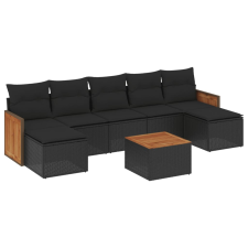 vidaXL 8 részes fekete polyrattan kerti ülőgarnitúra párnákkal (3227917) kerti bútor