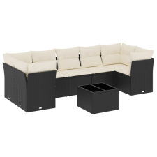 vidaXL 8 részes fekete polyrattan kerti ülőgarnitúra párnákkal (3249125) kerti bútor