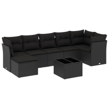 vidaXL 8 részes fekete polyrattan kerti ülőgarnitúra párnákkal (3249814) kerti bútor