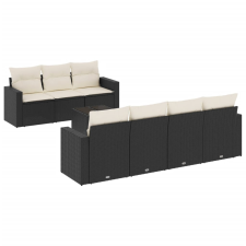vidaXL 8 részes fekete polyrattan kerti ülőgarnitúra párnákkal (3251063) kerti bútor