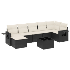 vidaXL 8 részes fekete polyrattan kerti ülőgarnitúra párnákkal (3252823) kerti bútor