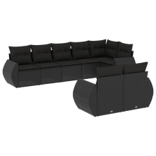 vidaXL 8 részes fekete polyrattan kerti ülőgarnitúra párnákkal (3253952) kerti bútor