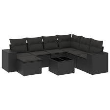 vidaXL 8 részes fekete polyrattan kerti ülőgarnitúra párnákkal (3255242) kerti bútor