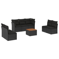 vidaXL 8 részes fekete polyrattan kerti ülőgarnitúra párnákkal (3255894) kerti bútor