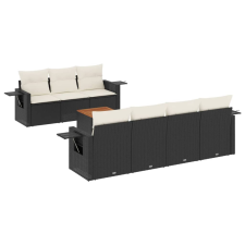 vidaXL 8 részes fekete polyrattan kerti ülőgarnitúra párnákkal (3256798) kerti bútor