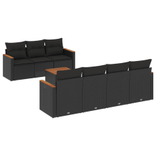 vidaXL 8 részes fekete polyrattan kerti ülőgarnitúra párnákkal (3258205) kerti bútor