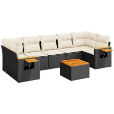 vidaXL 8 részes fekete polyrattan kerti ülőgarnitúra párnákkal (3259053) kerti bútor
