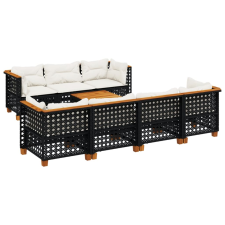 vidaXL 8 részes fekete polyrattan kerti ülőgarnitúra párnákkal (3261752) kerti bútor