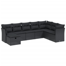 vidaXL 8 részes fekete polyrattan kerti ülőgarnitúra párnákkal (3263271) kerti bútor