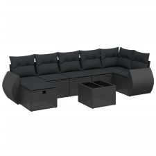 vidaXL 8 részes fekete polyrattan kerti ülőgarnitúra párnákkal (3264131) kerti bútor