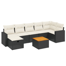 vidaXL 8 részes fekete polyrattan kerti ülőgarnitúra párnákkal (3264843) kerti bútor