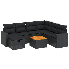 vidaXL 8 részes fekete polyrattan kerti ülőgarnitúra párnákkal (3264849) kerti bútor