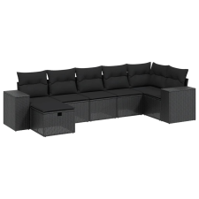 vidaXL 8 részes fekete polyrattan kerti ülőgarnitúra párnákkal (3265186) kerti bútor