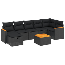vidaXL 8 részes fekete polyrattan kerti ülőgarnitúra párnákkal (3265318) kerti bútor