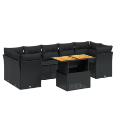 vidaXL 8 részes fekete polyrattan kerti ülőgarnitúra párnákkal (3270698) kerti bútor