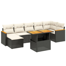 vidaXL 8 részes fekete polyrattan kerti ülőgarnitúra párnákkal (3273184) kerti bútor