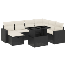 vidaXL 8 részes fekete polyrattan kerti ülőgarnitúra párnákkal (3274836) kerti bútor