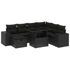 vidaXL 8 részes fekete polyrattan kerti ülőgarnitúra párnákkal (3275315) kerti bútor