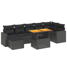 vidaXL 8 részes fekete polyrattan kerti ülőgarnitúra párnákkal (3275596) kerti bútor