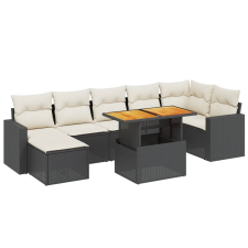vidaXL 8 részes fekete polyrattan kerti ülőgarnitúra párnákkal (3275597) kerti bútor