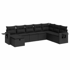 vidaXL 8 részes fekete polyrattan kerti ülőgarnitúra párnákkal (3325531) kerti bútor