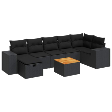 vidaXL 8 részes fekete polyrattan kerti ülőgarnitúra párnákkal (3325877) kerti bútor