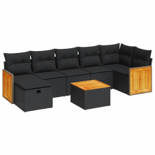 vidaXL 8 részes fekete polyrattan kerti ülőgarnitúra párnákkal (3326045) kerti bútor