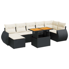 vidaXL 8 részes fekete polyrattan kerti ülőgarnitúra párnákkal (3327290) kerti bútor