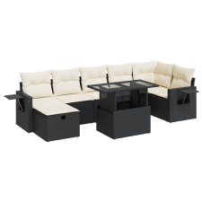 vidaXL 8 részes fekete polyrattan kerti ülőgarnitúra párnákkal (3327866) kerti bútor