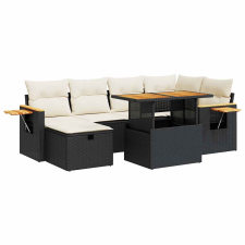 vidaXL 8 részes fekete polyrattan kerti ülőgarnitúra párnákkal (3328134) kerti bútor