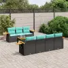  vidaXL 8 részes fekete polyrattan kerti ülőgarnitúra párnával