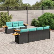  vidaXL 8 részes fekete polyrattan kerti ülőgarnitúra párnával kerti bútor