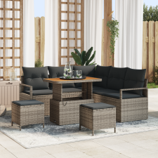 vidaXL 8 részes Kerti Kanapé Szett Párnákkal Szürke Poly Rattan Akácia kerti bútor