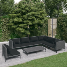 vidaXL 8-részes sötétszürke polyrattan kerti bútorszett párnákkal kerti bútor
