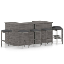 vidaXL 8 részes szürke polyrattan kerti bárszett párnával (3064927) kerti bútor