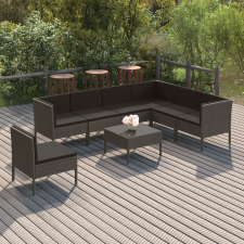 vidaXL 8 részes szürke polyrattan kerti ülőgarnitúra párnákkal kerti bútor