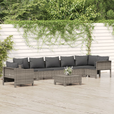 vidaXL 8 részes szürke polyrattan kerti ülőgarnitúra párnákkal kerti bútor