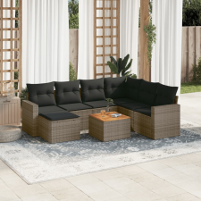 vidaXL 8-részes szürke polyrattan kerti ülőgarnitúra párnákkal kerti bútor