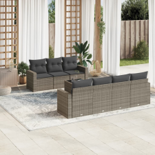 vidaXL 8-részes szürke polyrattan kerti ülőgarnitúra párnákkal kerti bútor