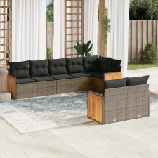 vidaXL 8-részes szürke polyrattan kerti ülőgarnitúra párnákkal kerti bútor