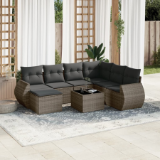 vidaXL 8-részes szürke polyrattan kerti ülőgarnitúra párnákkal kerti bútor