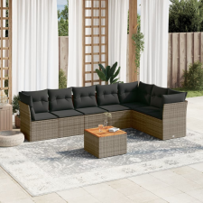 vidaXL 8-részes szürke polyrattan kerti ülőgarnitúra párnákkal kerti bútor