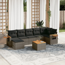 vidaXL 8-részes szürke polyrattan kerti ülőgarnitúra párnákkal kerti bútor