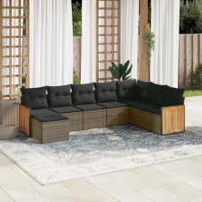 vidaXL 8-részes szürke polyrattan kerti ülőgarnitúra párnákkal kerti bútor