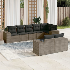 vidaXL 8-részes szürke polyrattan kerti ülőgarnitúra párnákkal kerti bútor