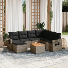 vidaXL 8-részes szürke polyrattan kerti ülőgarnitúra párnákkal kerti bútor