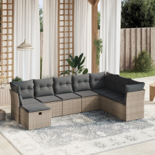 vidaXL 8-részes szürke polyrattan kerti ülőgarnitúra párnákkal kerti bútor