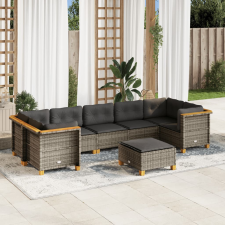 vidaXL 8 részes szürke polyrattan kerti ülőgarnitúra párnákkal kerti bútor